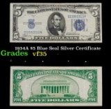 1934A $5 Blue Seal Silver Certificate Grades vf++