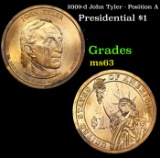 2009-d John Tyler - Position A Presidential Dollar 1 Grades Select Unc