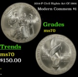 2014-P Civil Rights Act Of 1964 Modern Commem Dollar $1 ms70 SEGS