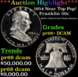 *Highlight* 1954 Proof Franklin Half Dollar Near Top Pop! 50c pr68+ DCAM SEGS (fc)