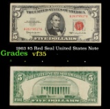 1963 $5 Red Seal United States Note Grades vf++