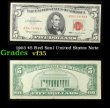 1963 $5 Red Seal United States Note Grades vf++