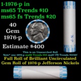 BU Shotgun Jefferson 5c roll, 1976-p 40 pcs Bank $2 Nickel Wrapper