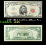 1963 $5 Red Seal United States Note Grades xf