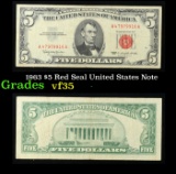 1963 $5 Red Seal United States Note Grades vf++