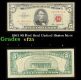 1963 $5 Red Seal United States Note Grades vf+