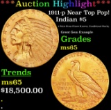 *Highlight* 1911-p Gold Indian Half Eagle Near Top Pop! $5 GEM Unc USCG (fc)