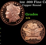 1oz .999 Fine Copper Bullion Round - Morgan Dollar Style Grades Ungraded