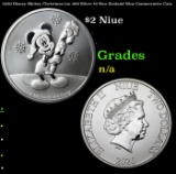 2020 Disney Mickey Christmas 1oz .999 Silver $2 New Zealand Niue Commerative Coin Grades Ungraded