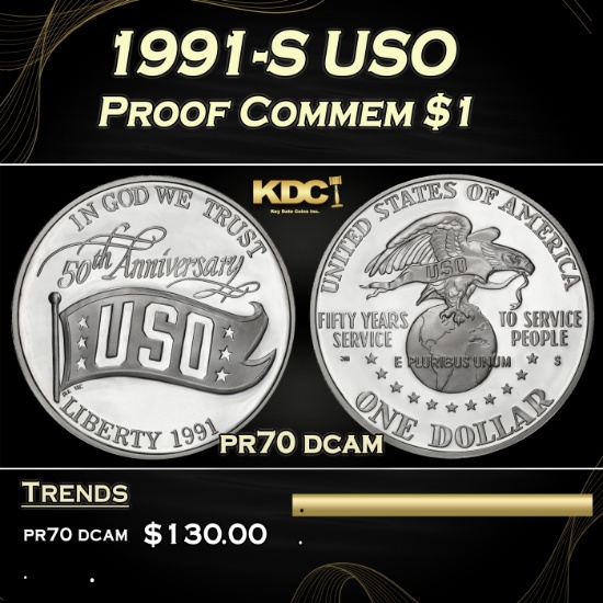 1991-S USO Proof Modern Commem Dollar $1 pr70 dcam SEGS