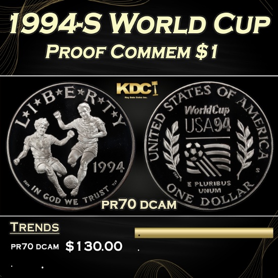 1994-S World Cup Proof Modern Commem Dollar $1 pr70 dcam SEGS