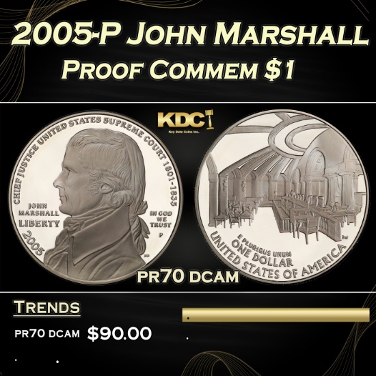 2005-P John Marshall Proof Modern Commem Dollar $1 pr70 dcam SEGS
