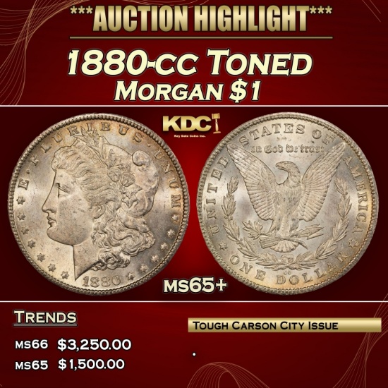 1880-cc Morgan Dollar Toned $1 ms65+ SEGS