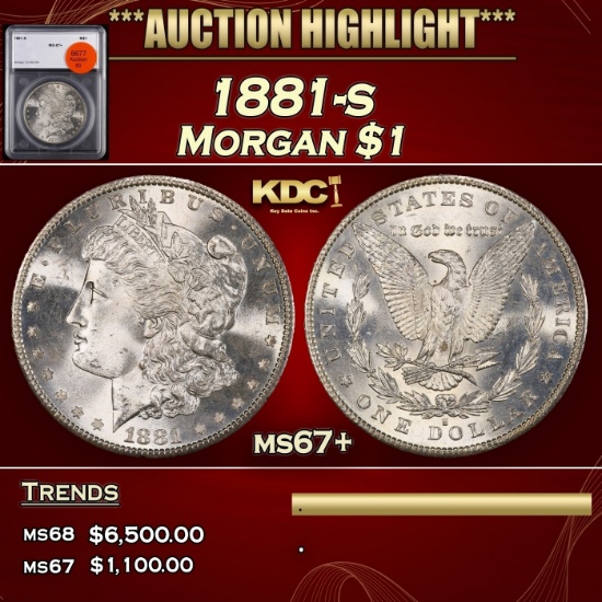 1881-s Morgan Dollar $1 ms67+ SEGS
