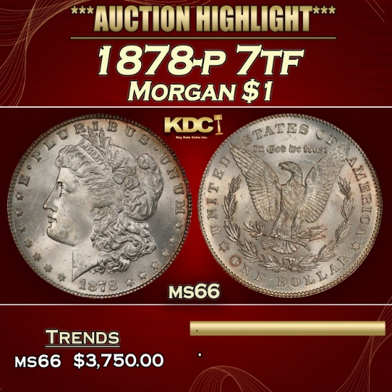 1878-p 7tf Morgan Dollar $1 ms66 SEGS