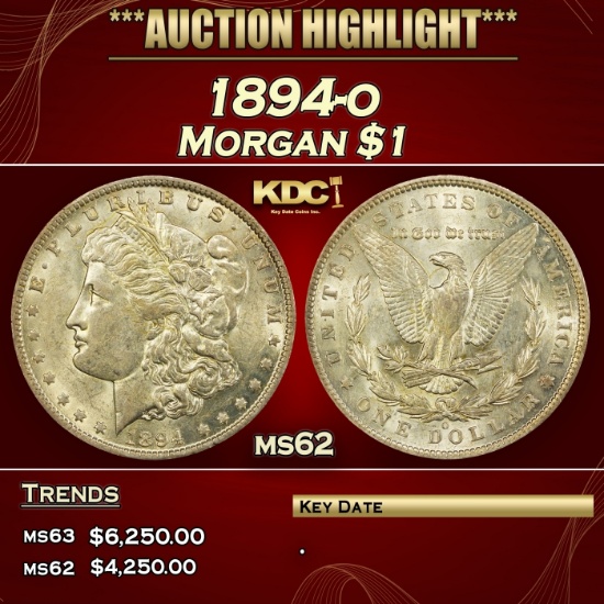 1894-o Morgan Dollar $1 ms62 USCG