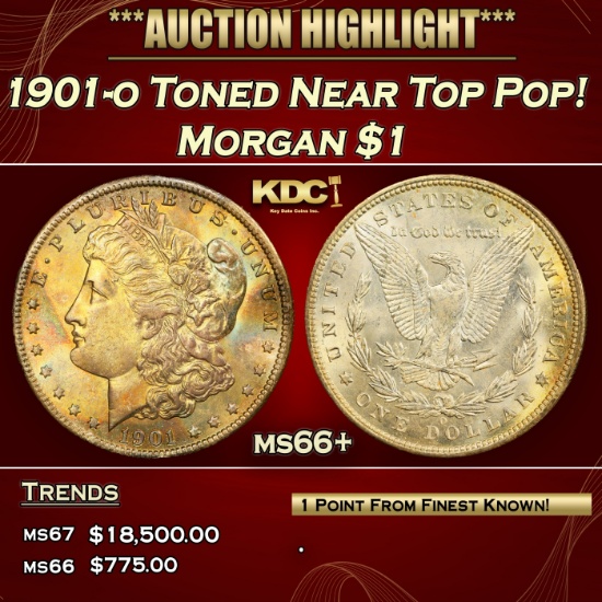 1901-o Morgan Dollar Toned Near Top Pop! $1 ms66+ SEGS