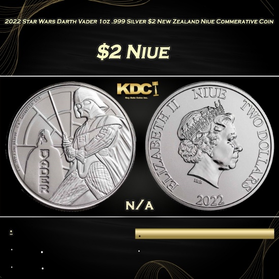 2022 Star Wars Darth Vader 1oz .999 Silver $2 New Zealand Niue Commerative Coin Grades Ungraded