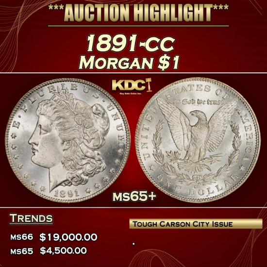 1891-cc Morgan Dollar $1 ms65+ SEGS