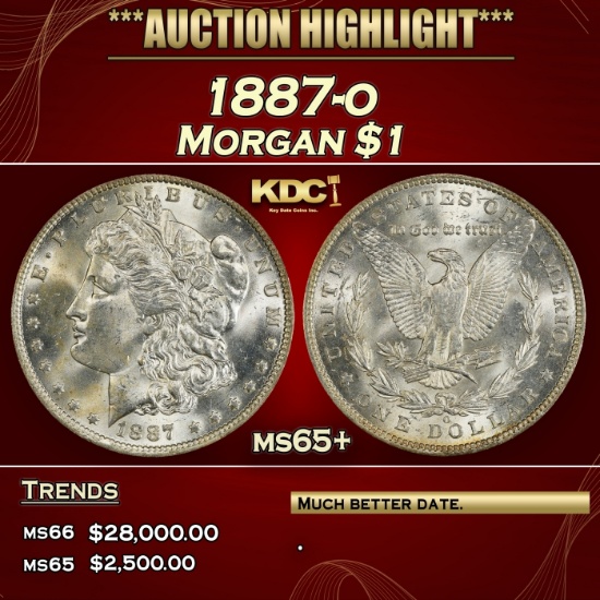 1887-o Morgan Dollar $1 ms65+ SEGS