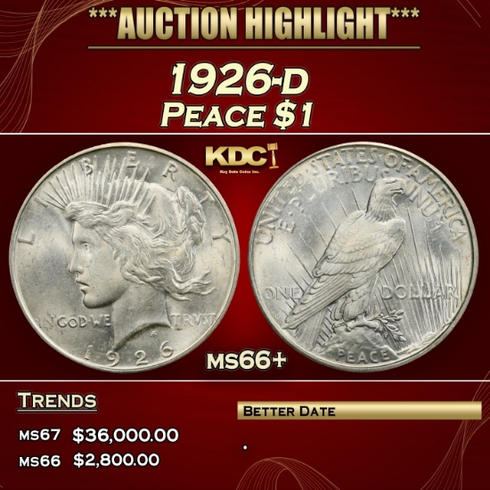 1926-d Peace Dollar $1 ms66+ SEGS