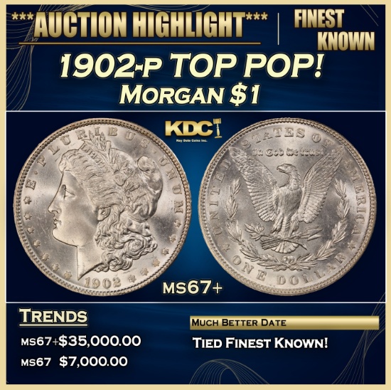1902-p Morgan Dollar TOP POP! $1 ms67+ SEGS