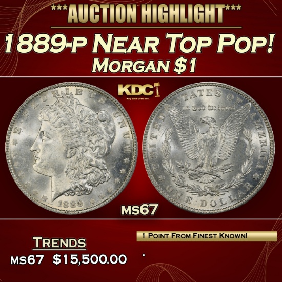 1889-p Morgan Dollar Near Top Pop! $1 ms67 SEGS