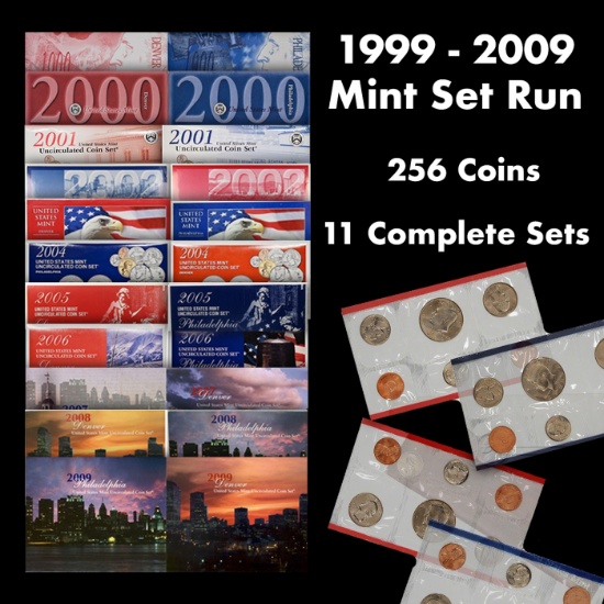 1999-2009 Mint Set Run 256 Coins 11 Complete Sets