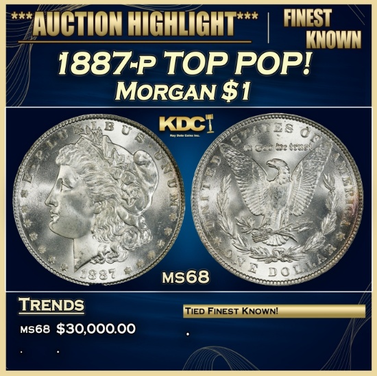 1887-p Morgan Dollar TOP POP! $1 ms68 SEGS