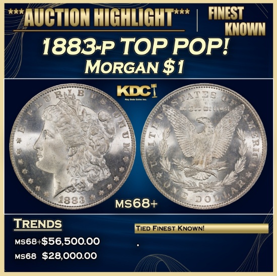 1883-p Morgan Dollar TOP POP! $1 ms68+ SEGS