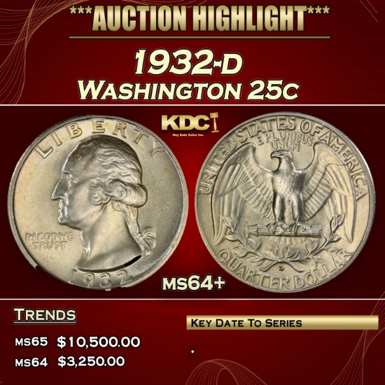 1932-d Washington Quarter 25c ms64+ SEGS