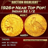 1926-p Gold Indian Quarter Eagle Near Top Pop! $2 1/2 ms65+ SEGS