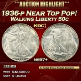 1936-p Walking Liberty Half Dollar Near Top Pop! 50c ms67+ SEGS