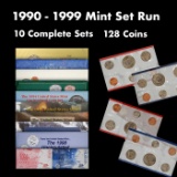 1990-1999 Mint Set Run 128 Coins 10 Complete Sets