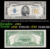 1934A $5 Silver Certificate North Africa WWII Emergency Currency Grades vf++
