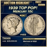 1939 Proof Mercury Dime TOP POP! 10c pr69 SEGS