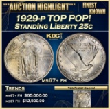 1929-p Standing Liberty Quarter TOP POP! 25c ms67+ fh SEGS