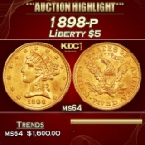 1898-p Gold Liberty Half Eagle $5 ms64 SEGS