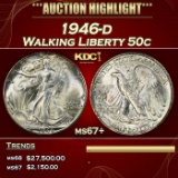 1946-d Walking Liberty Half Dollar 50c ms67+ SEGS