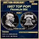 1957 Proof Franklin Half Dollar TOP POP! 50c pr69 DCAM SEGS