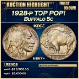 1928-p Buffalo Nickel TOP POP! 5c ms67+ SEGS