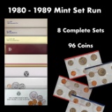 1980-1989 Mint Set Run 96 Coins 8 Complete Sets
