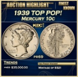 1939 Proof Mercury Dime TOP POP! 10c pr69 SEGS