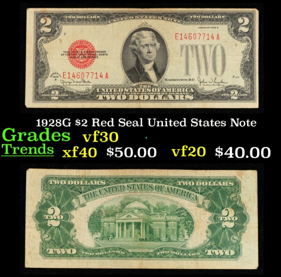 1928G $2 Red Seal United States Note Grades vf++