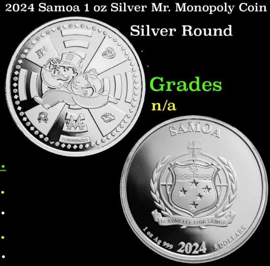 2024 Samoa 1 oz Silver Mr. Monopoly Coin