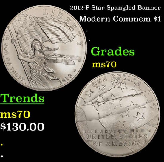 2012-P Star Spangled Banner Modern Commem Dollar $1 ms70 SEGS