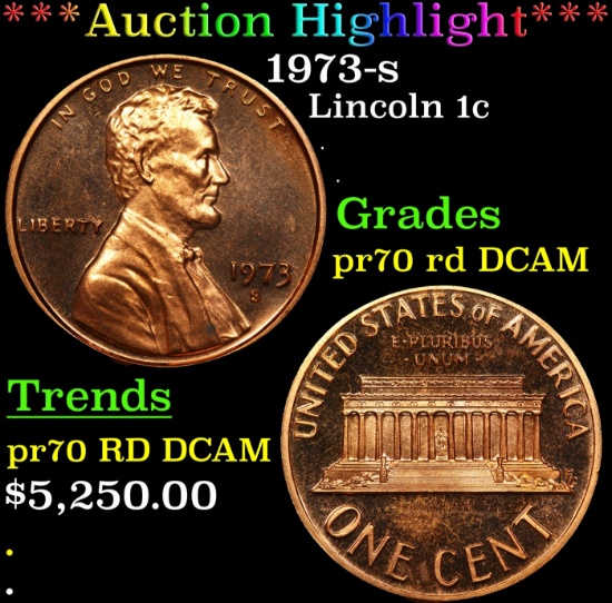 *Highlight* 1973-s Proof Lincoln Cent 1c pr70 rd DCAM SEGS (fc)