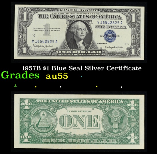 1957B $1 Blue Seal Silver Certificate Grades Choice AU