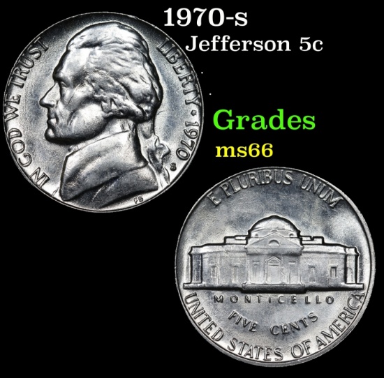 1970-s Jefferson Nickel 5c Grades GEM+ Unc