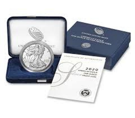 2020-w Silver Eagle 1 Oz Silver Proof In Original Packaging